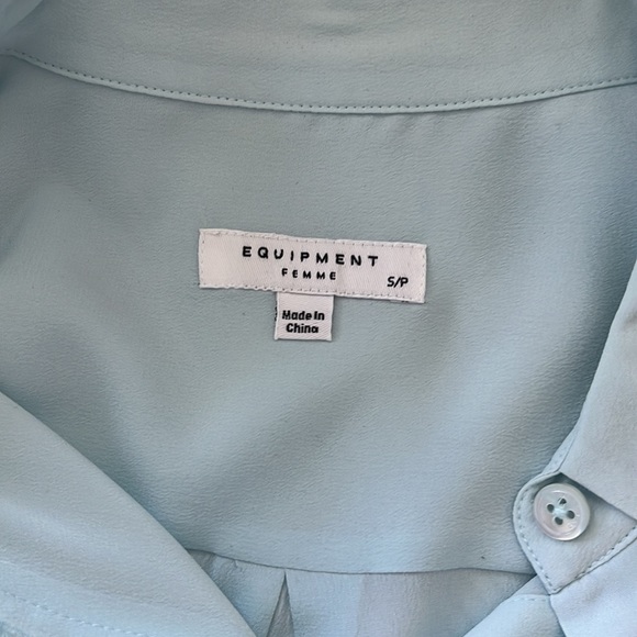 Blue 100% silk Blouse - Picture 3 of 4